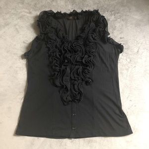 Dressy Sheer Black Sleeveless Shirt | The Limited | Size: L